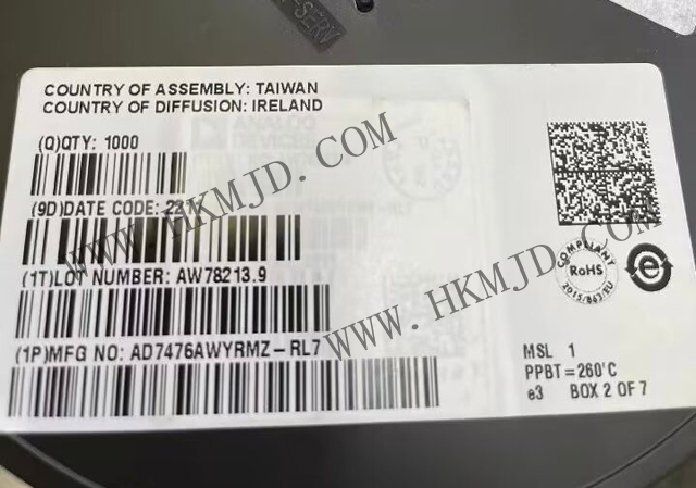 12位ADC AD7476AWYRMZ 1 MSPS、低功耗A/D轉換器，采用MSOP封裝