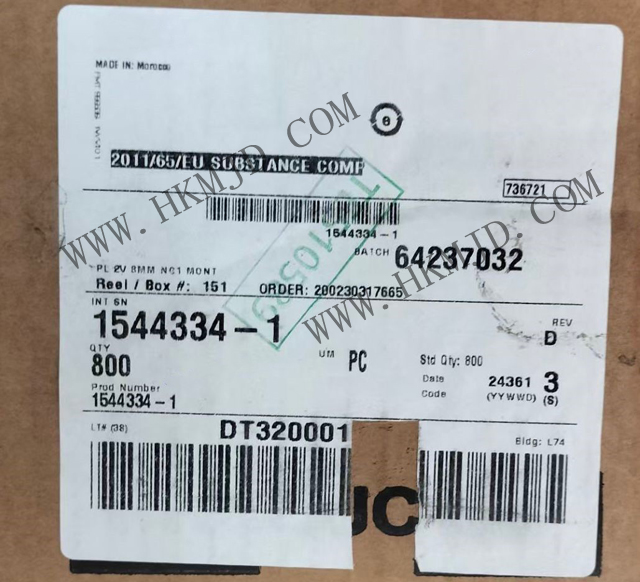 【TE泰科】汽車連接器 1544334-1 2 位置 體座 連接器 公型，接片 黑色 0.315