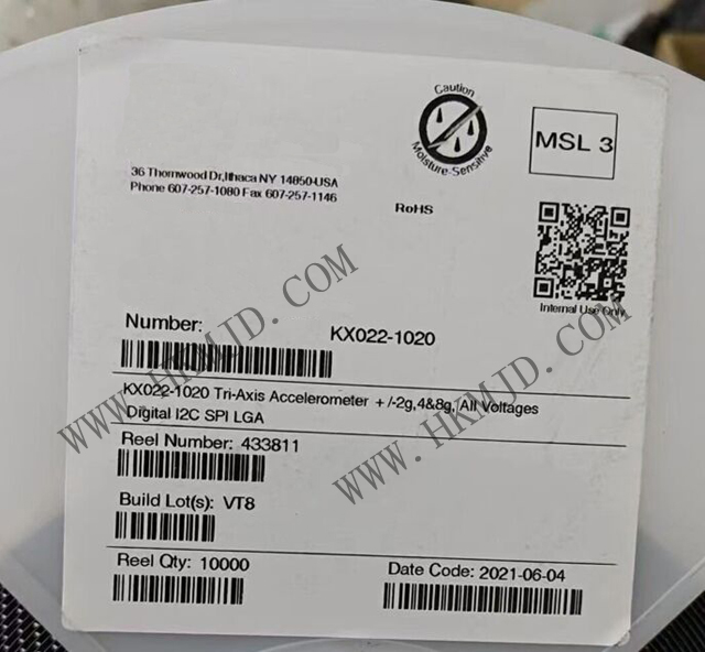 運動傳感器_KX022-1020_加速計 X，Y，Z 軸 ±2g，4g，8g 0.39Hz ~ 800Hz 12-LGA