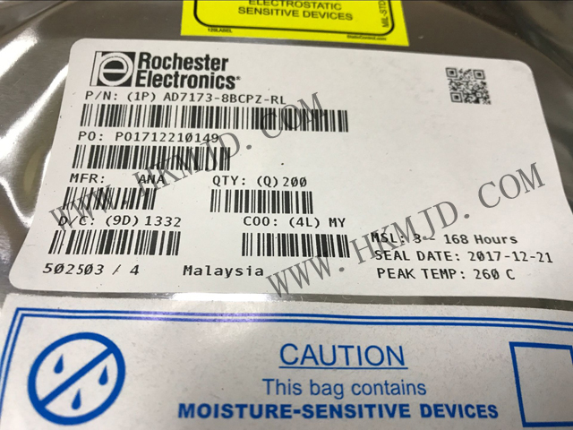 AD7173-8BCPZ：8/16通道、31.25kSPS、24位Σ-Δ型ADC