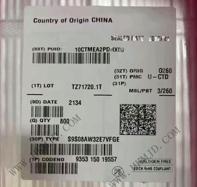 [供應] S9S08AW32E7VFGE (NXP) 40MHz，8位 S08內核 微控制器 IC