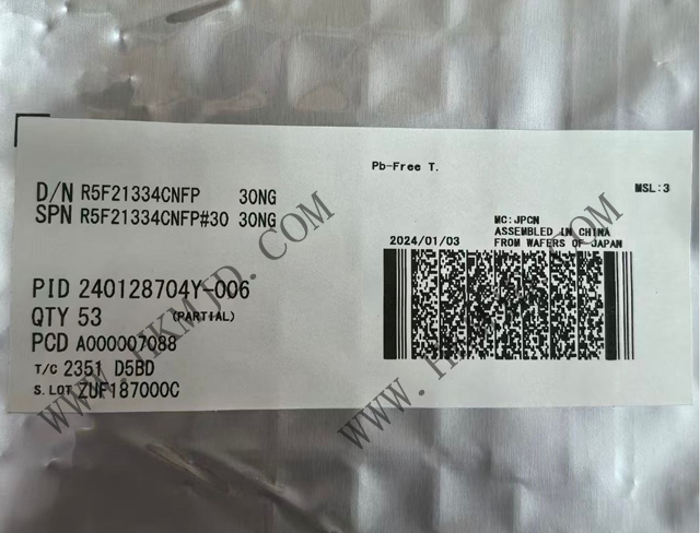 瑞薩電子【MCU芯片】R5F21334CNFP 16位微控制器，采用R8C CPU內(nèi)核