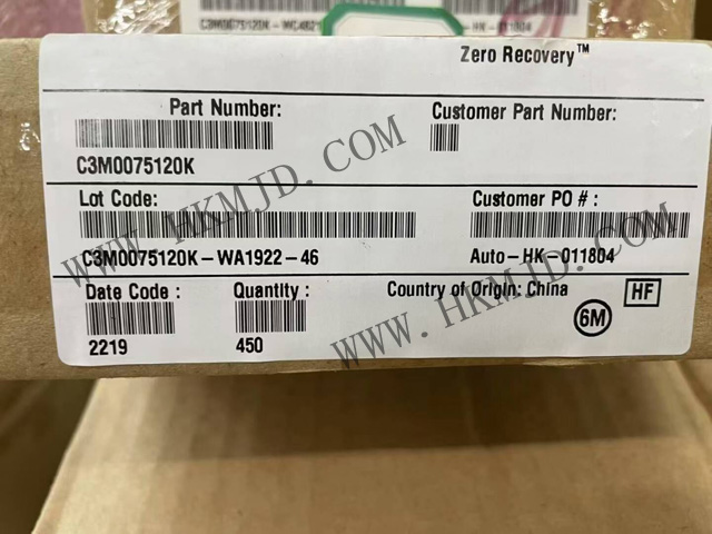 現(xiàn)貨供應(yīng) Wolfspeed C3M0075120K 1200V SiC MOSFET，75mΩ 低導(dǎo)通電阻